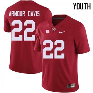 NCAA Youth Alabama Crimson Tide #22 Jalyn Armour-Davis Stitched College 2018 Nike Authentic Red Football Jersey GA17P44EK